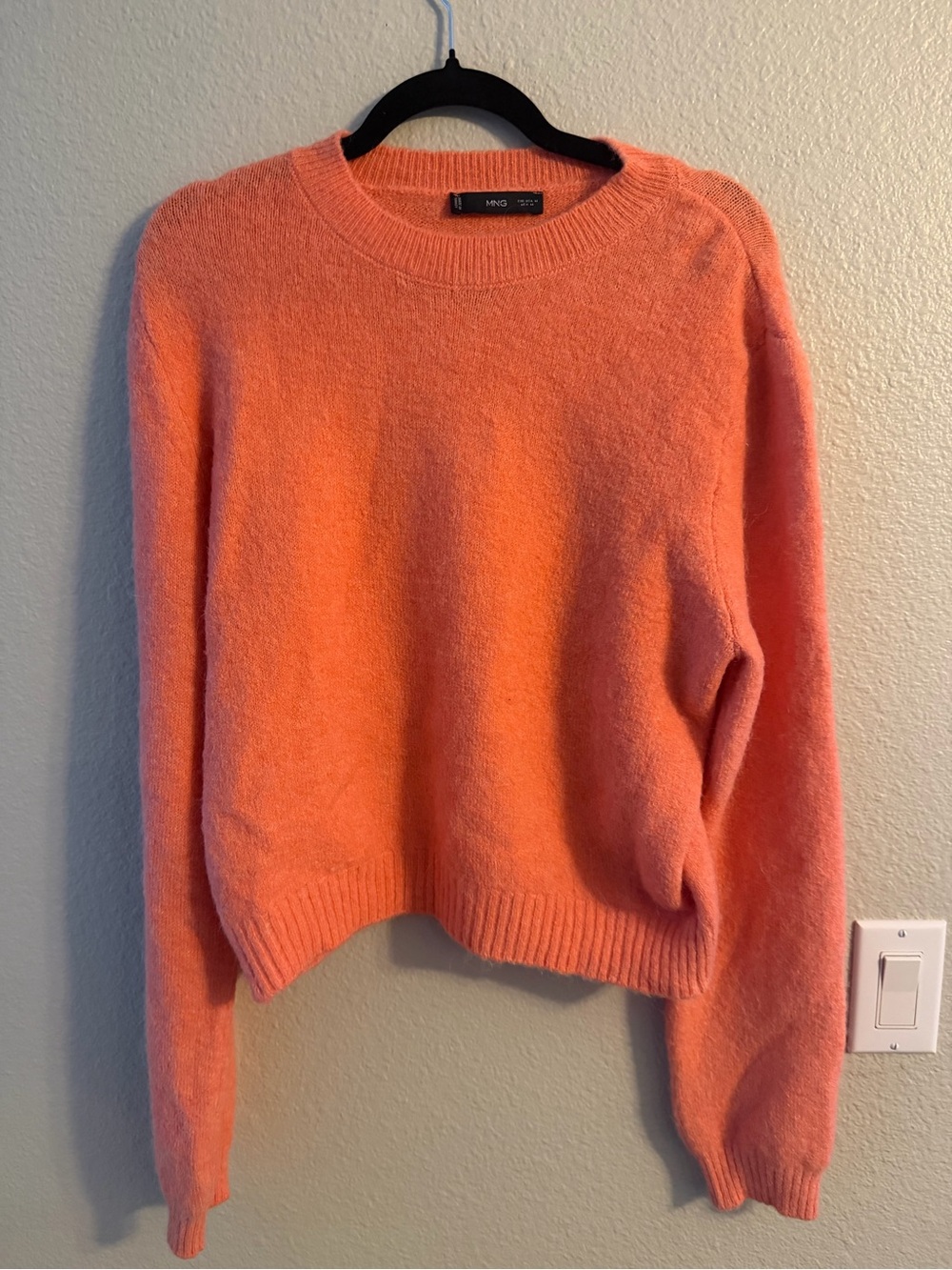 Mango MNG Fuzzy Coral Wool Blend Sweater Size M